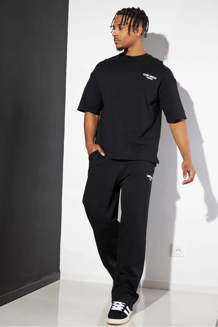 Ensemble 2 pièces t-shirt + jogging noir "care about "