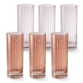 Ensemble de verres long drink FF - Verres en verre rose et rouge brique | Fendi