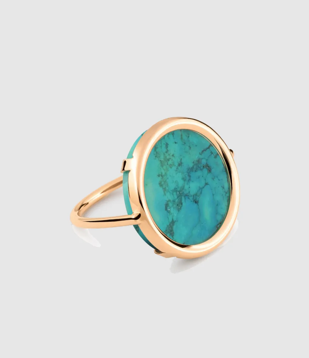 GINETTE NY Partager  Bague Disc Or Rose Turquoise  