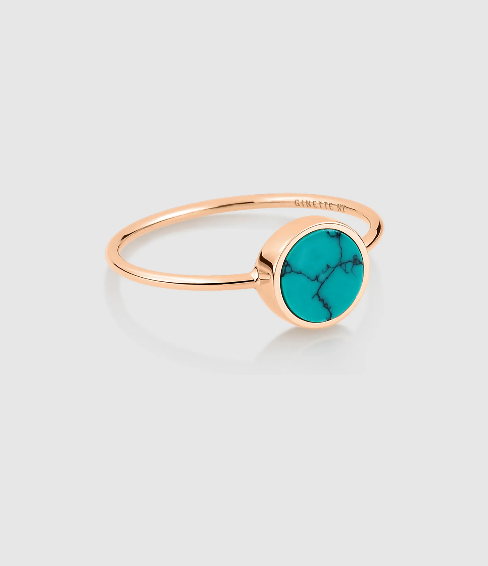 GINETTE NY Partager  Bague Ever Mini Disc Or Rose Turquoise  