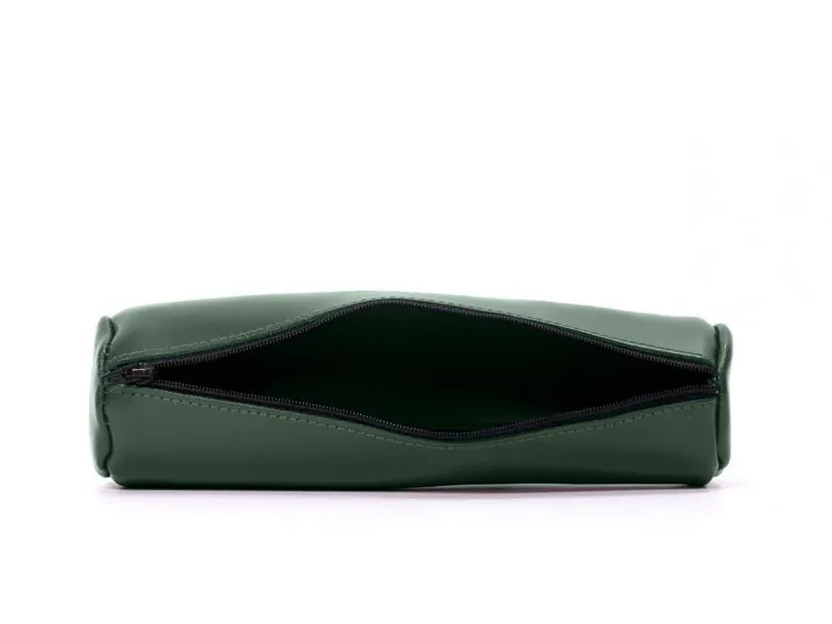 Grande trousse ronde en cuir vert anglais