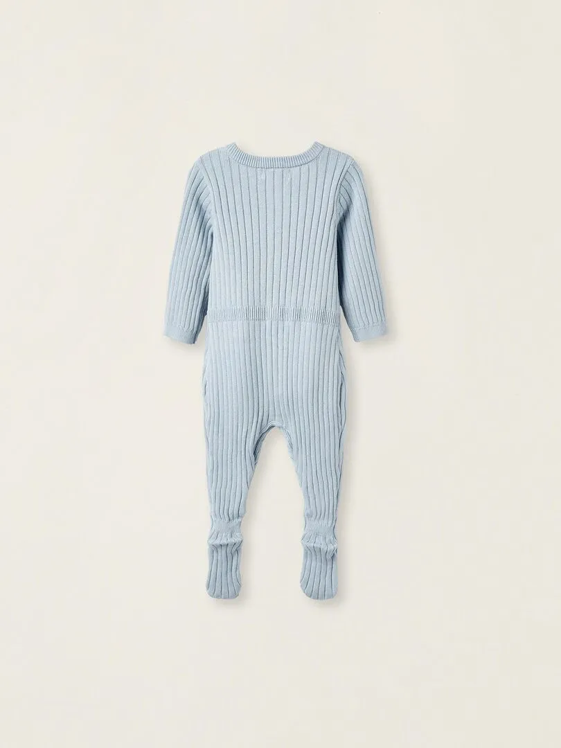 Grenouillère En Tricot De Coton Pour Nouveau-Né  EARLY BLOOM - Bleu clair