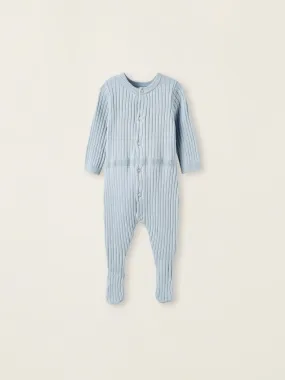 Grenouillère En Tricot De Coton Pour Nouveau-Né  EARLY BLOOM - Bleu clair