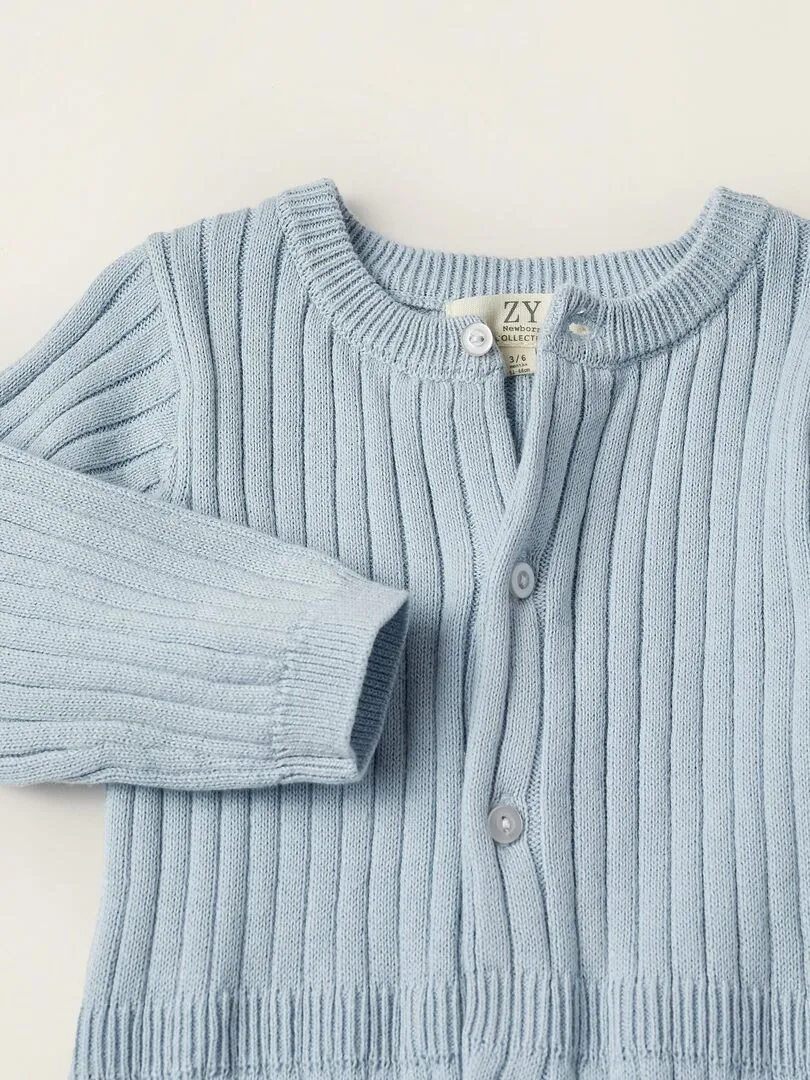 Grenouillère En Tricot De Coton Pour Nouveau-Né  EARLY BLOOM - Bleu clair