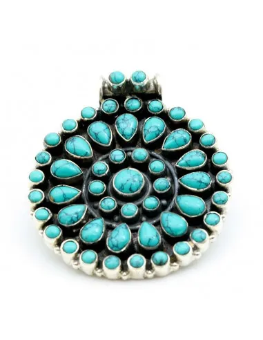 Gros pendentif argent turquoise