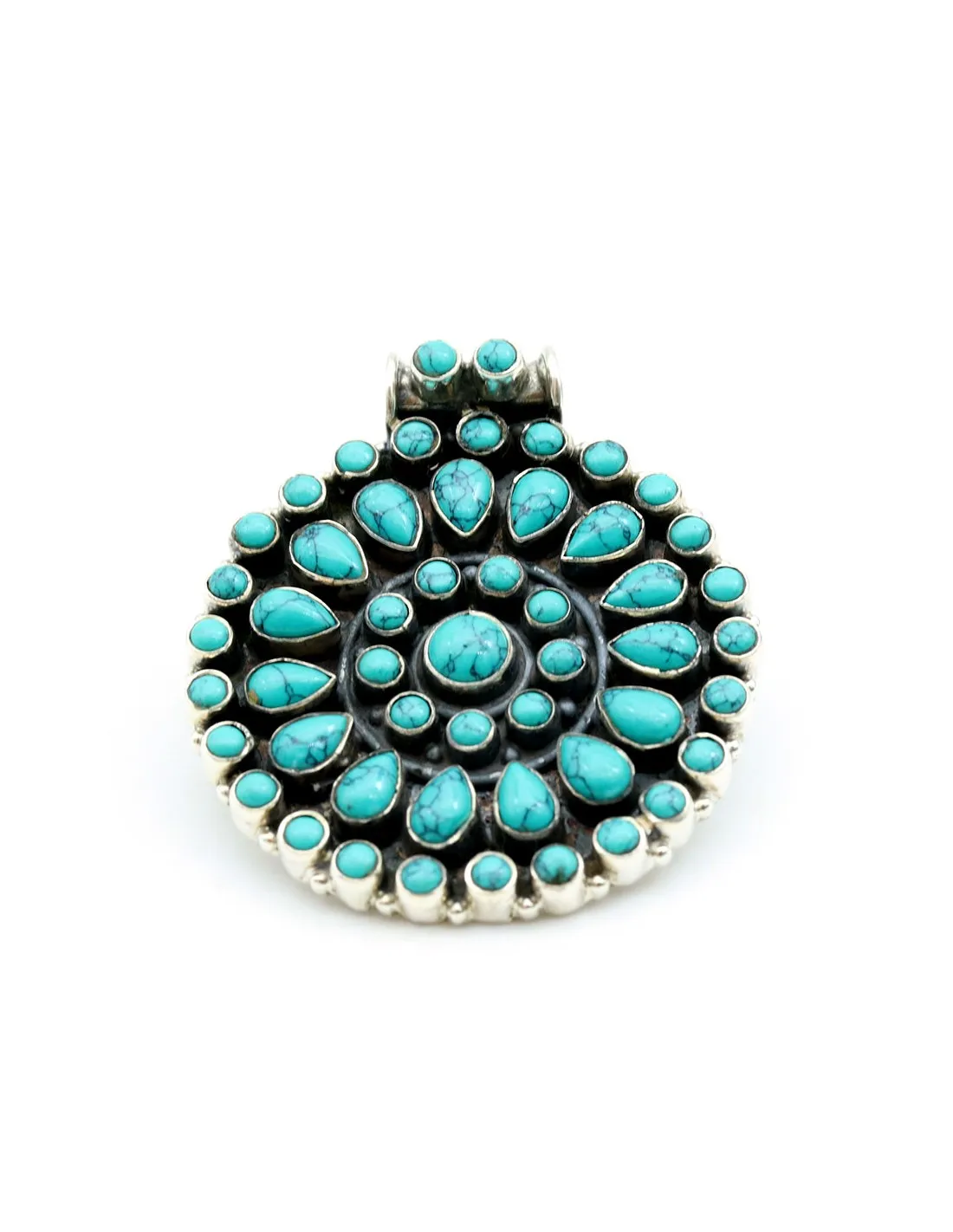 Gros pendentif argent turquoise