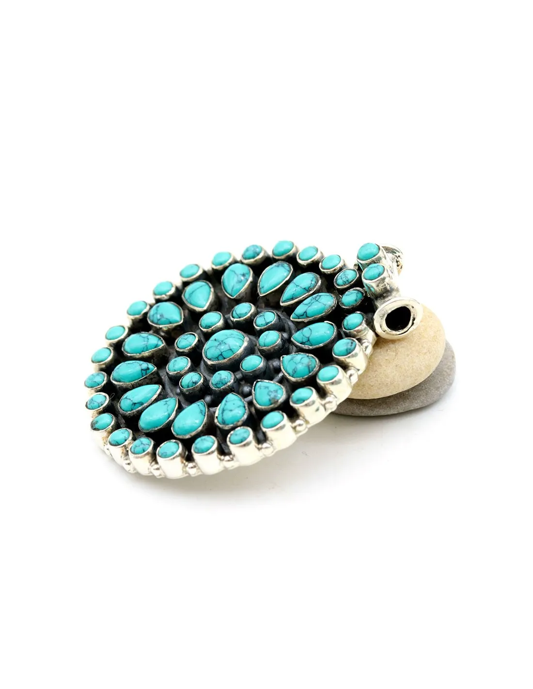 Gros pendentif argent turquoise