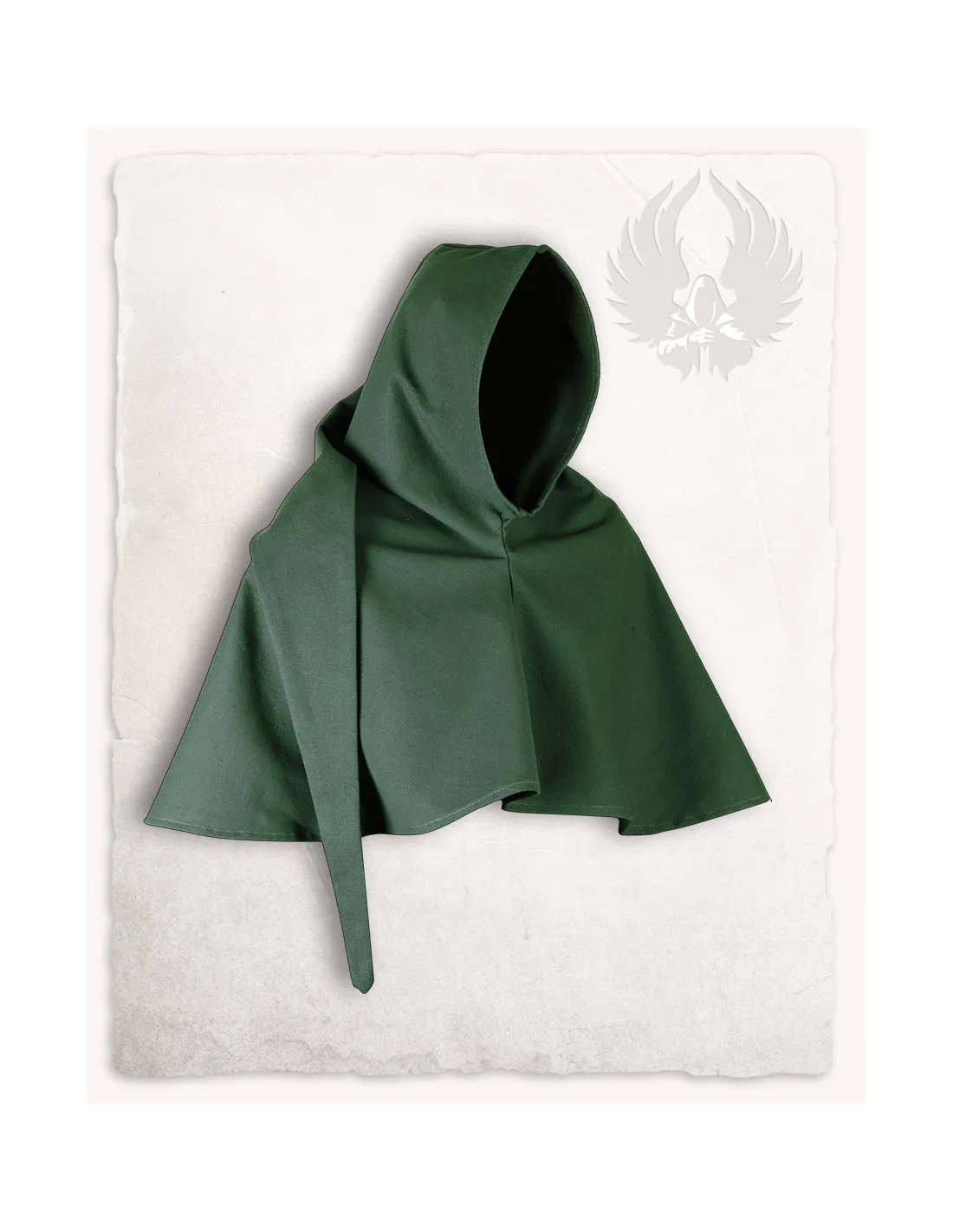 Gugel médiéval en coton vert modèle Benson ⚔️ Boutique Épées