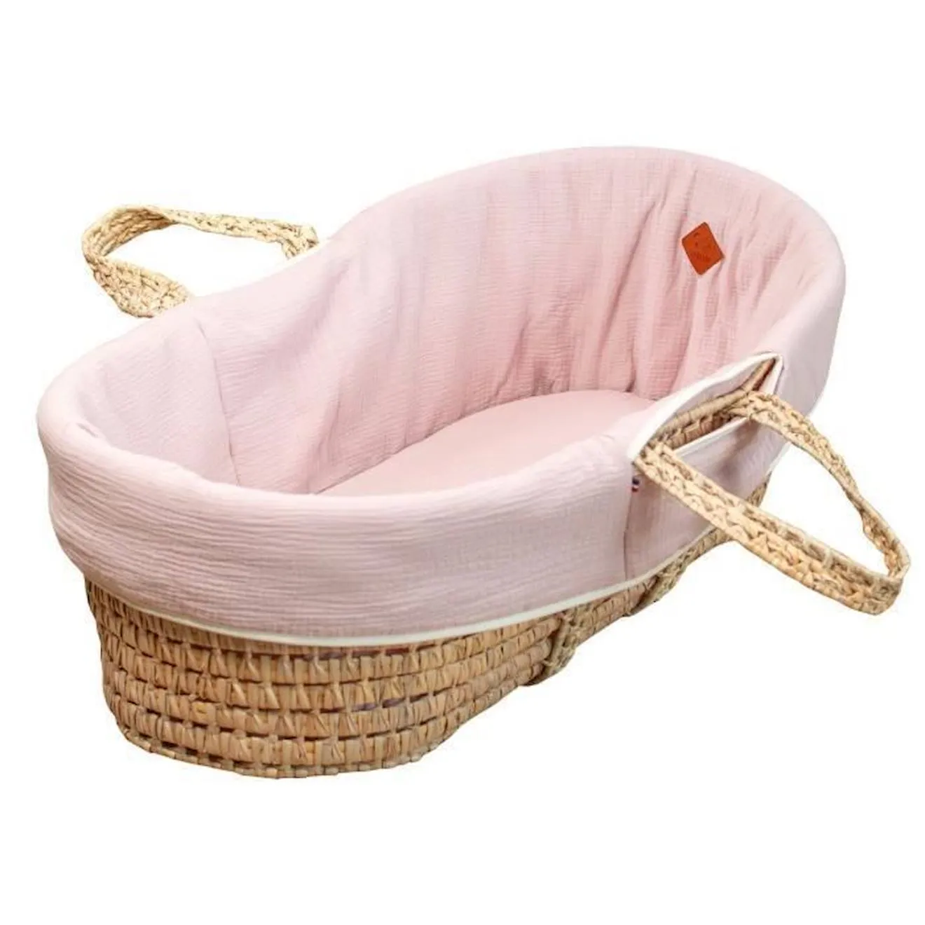 Habillage de couffin en gaze de coton Jeanne Rose rose - Sevira Kids