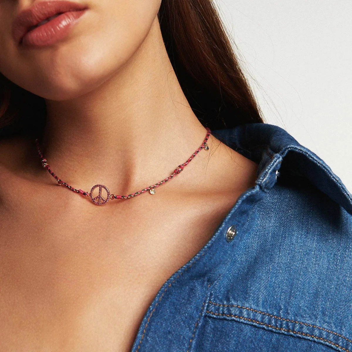 HIPANEMA  Collier corde peace bonzey - Rose