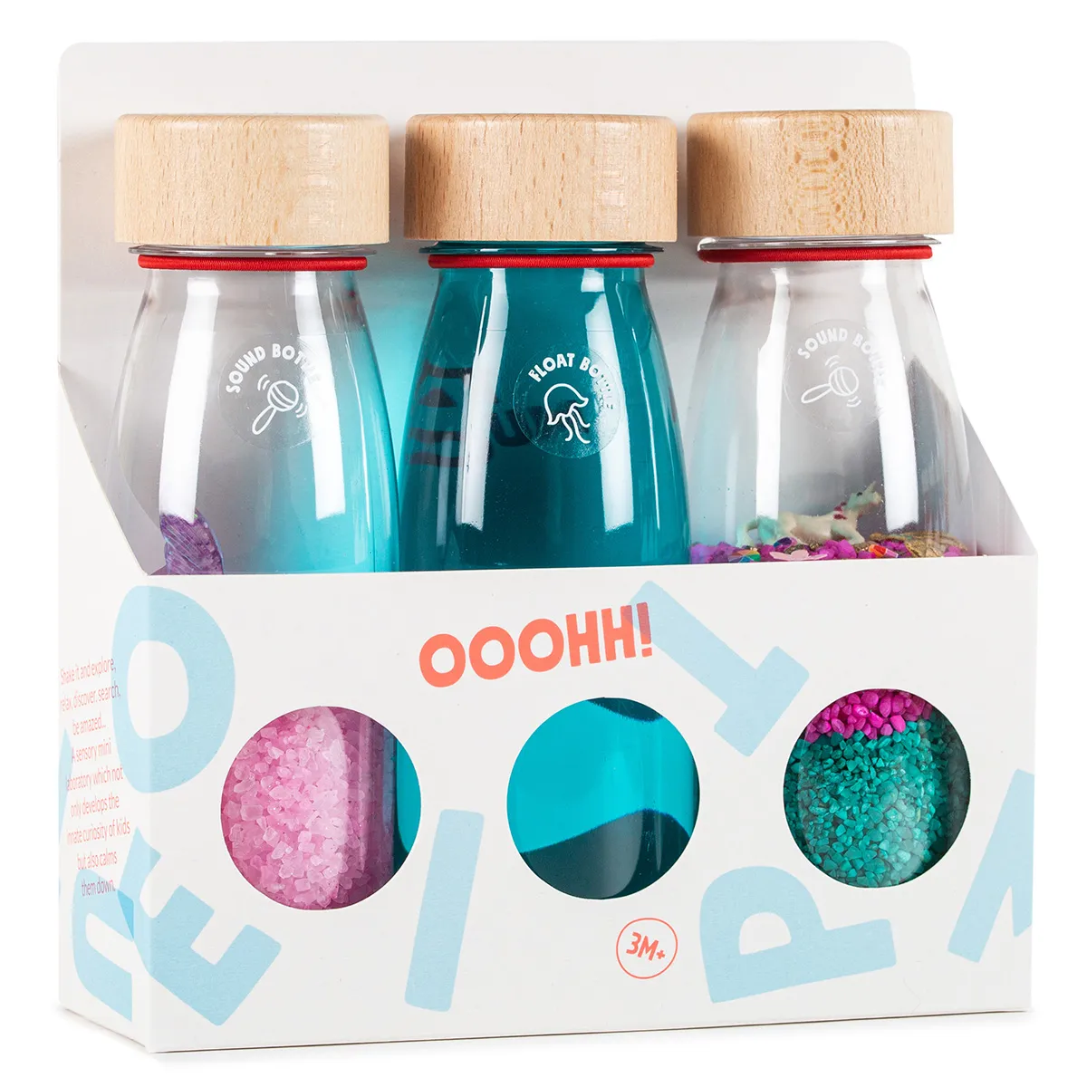 Lot de 3 Bouteilles Sensorielles Float & Sound - Turquoise Sirène Licorne