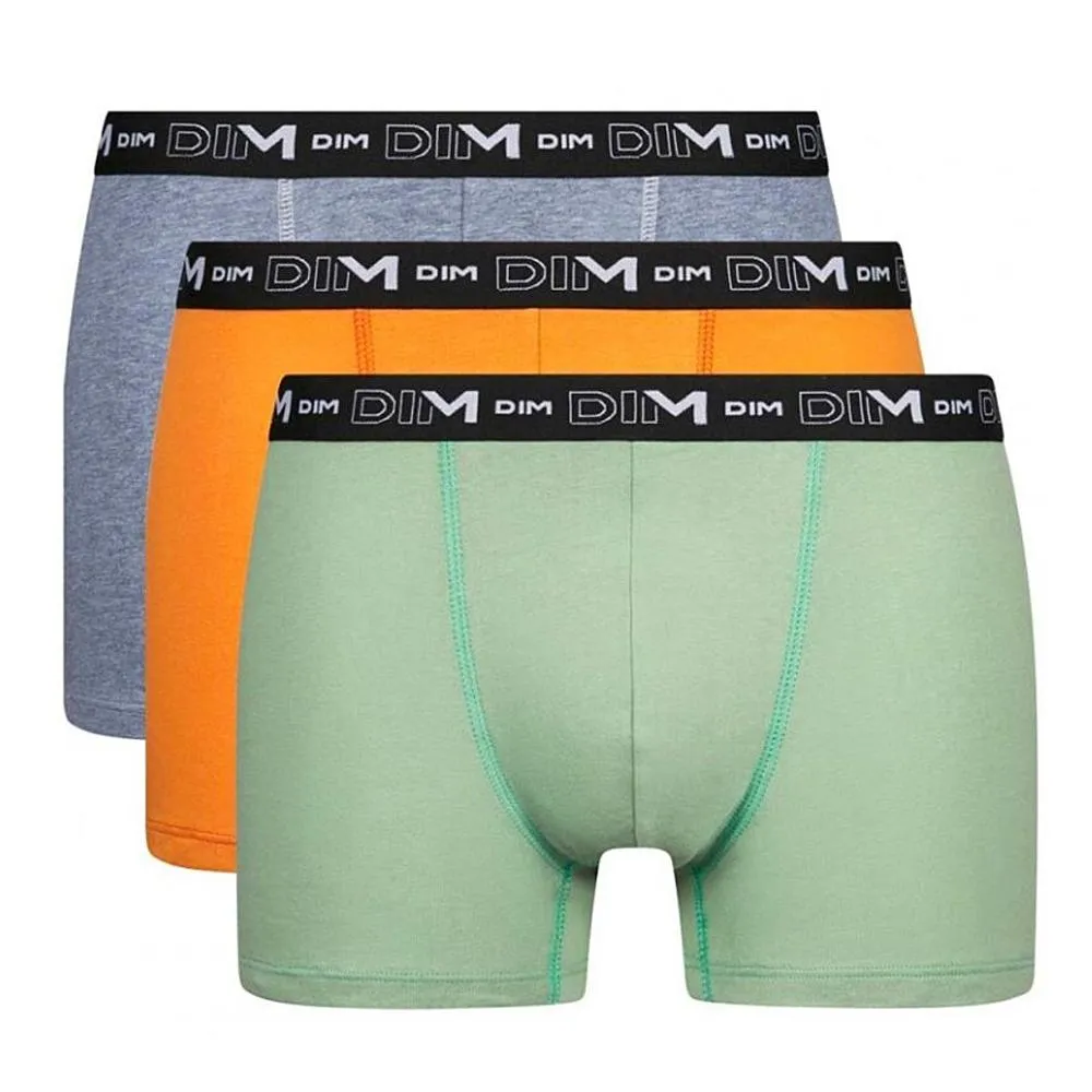 Lot de 3 Boxers Vert/Gris/Orange Homme Dim D6596