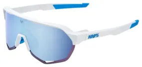 Lunettes 100% S2 Movistar Team Blanc- Verres Miroir Hiper Bleu Multilayer 