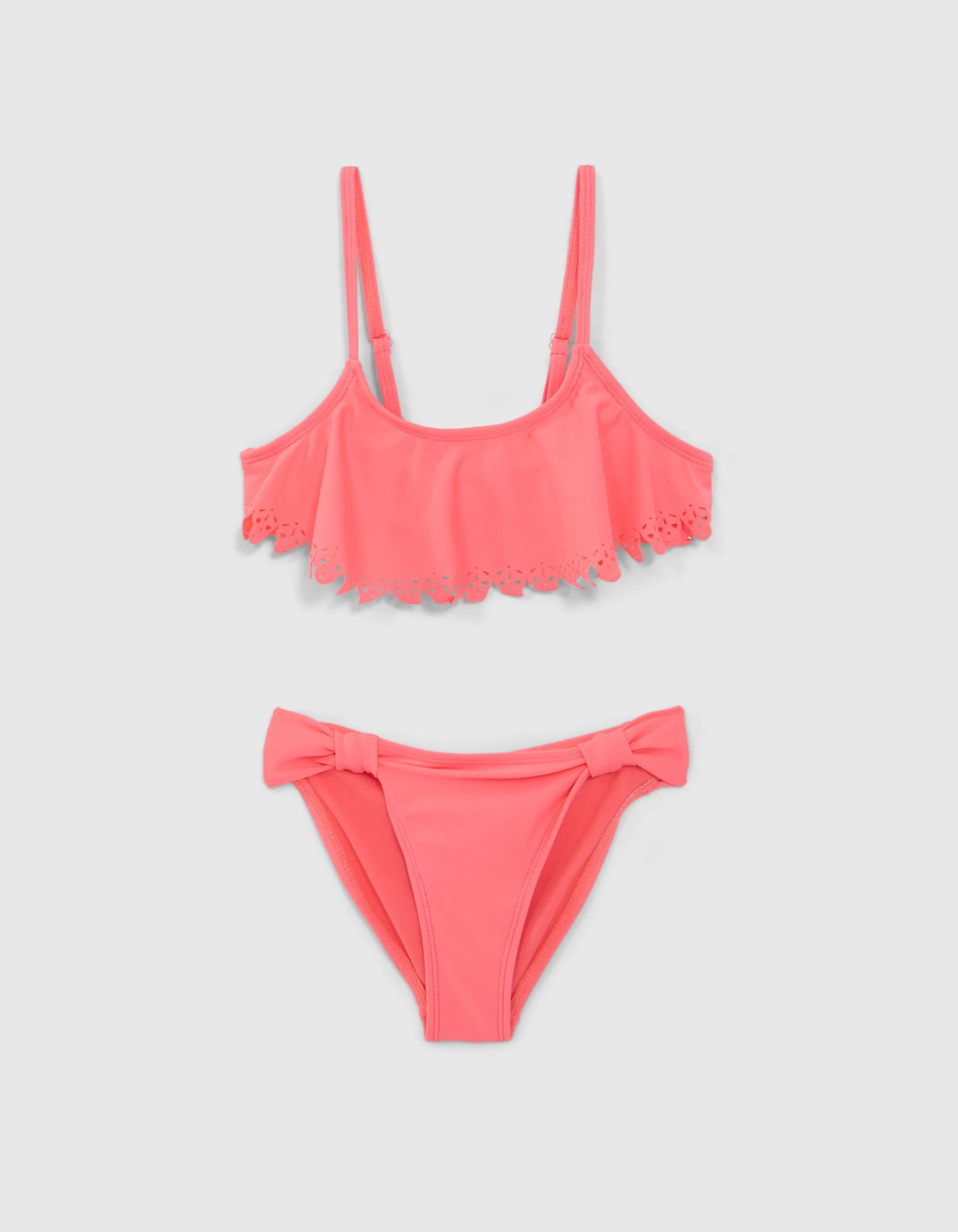 Maillot de bain 2 pièces rose fluo fille