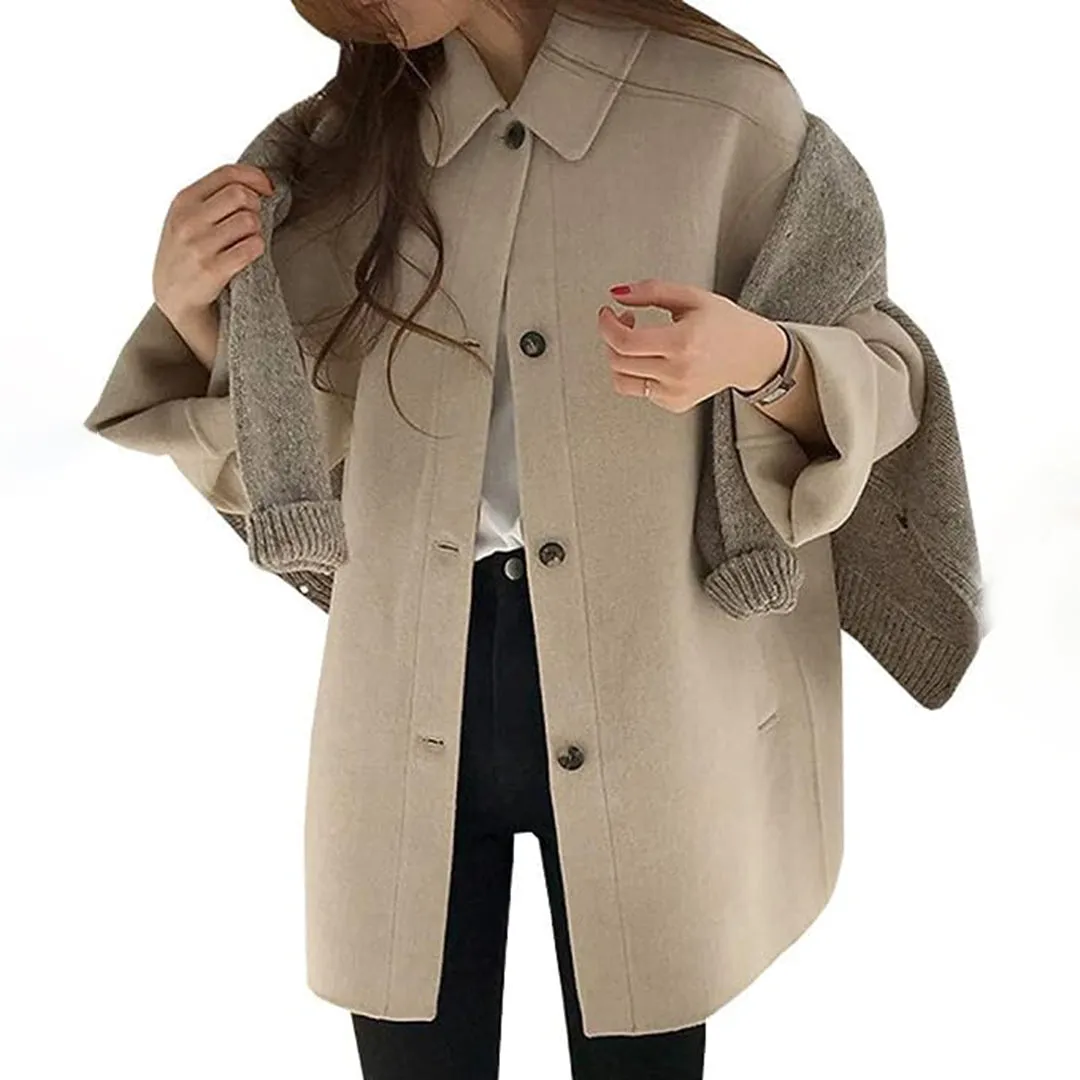 Manteau élégant simple boutonnage pour femme