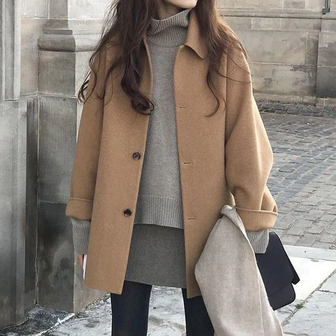 Manteau élégant simple boutonnage pour femme