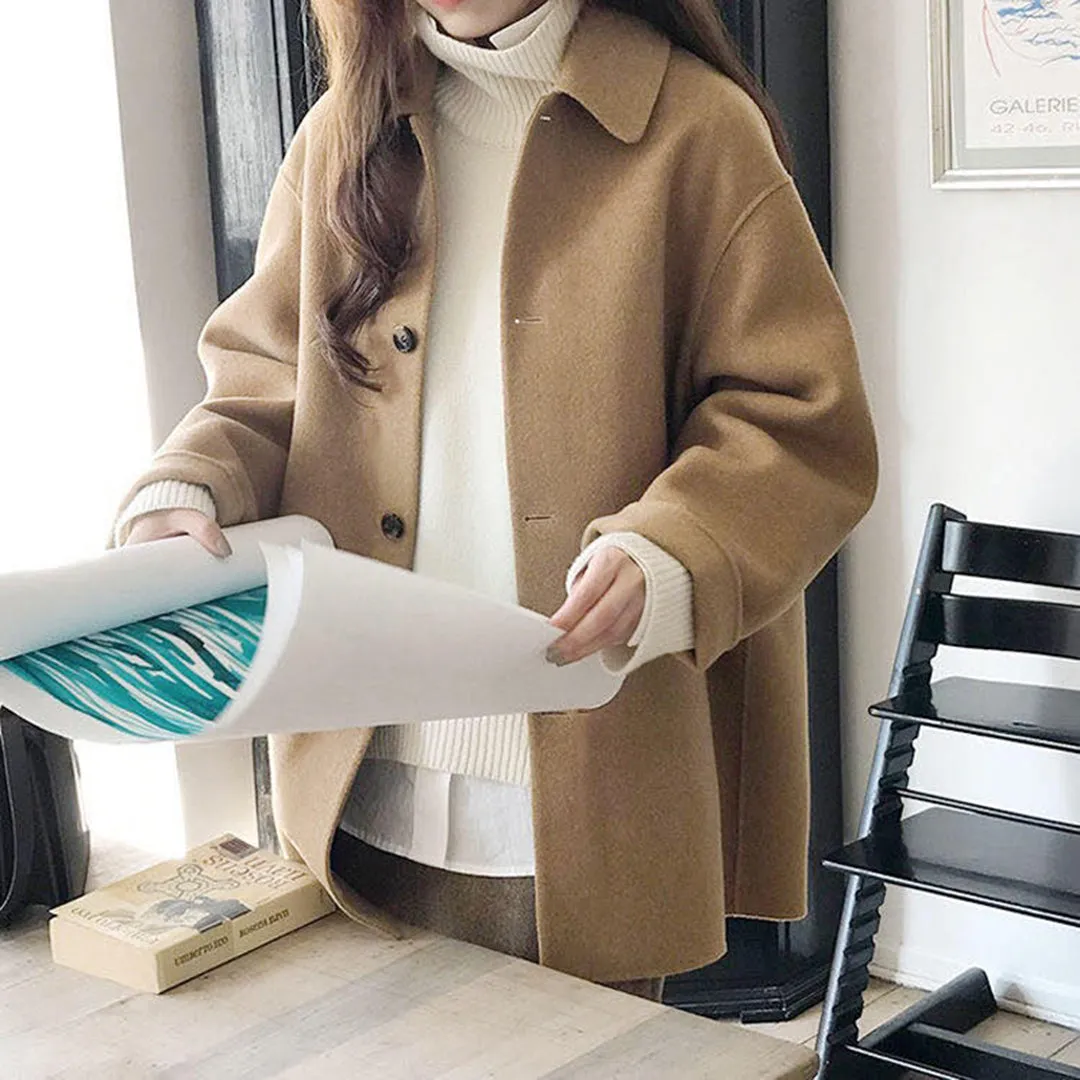 Manteau élégant simple boutonnage pour femme