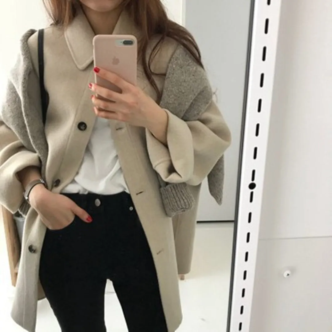 Manteau élégant simple boutonnage pour femme