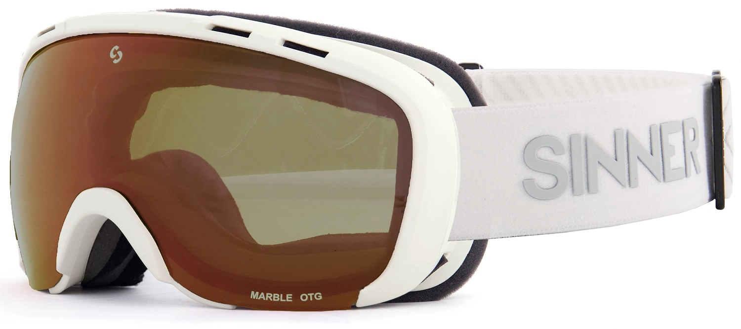 Masque de Ski Sinner Marble OTG Matte White Double Orange Sintec 22