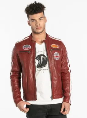 OLIVER - BLOUSON CUIR HOMME ROUGE