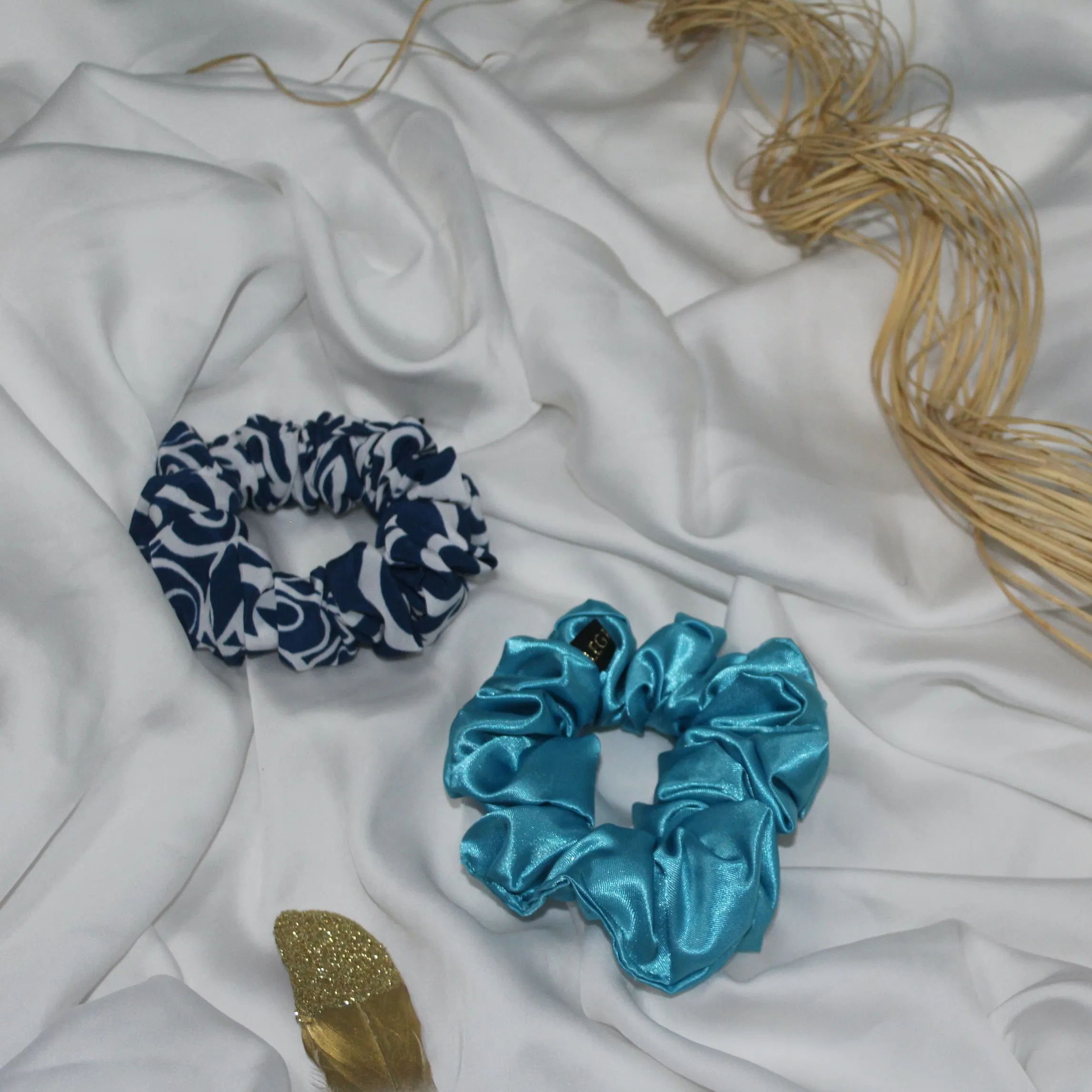 Pack Medium Scrunchies turquoise, bleu & blanc - ALEGRIHEAD