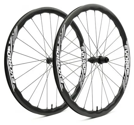 Paire de roues Evoride EvoJet 35mm - Blanc - 700c Disque – 1395gr - 12x100 / 12x142 – Sram XDR - Centerlock – 2023