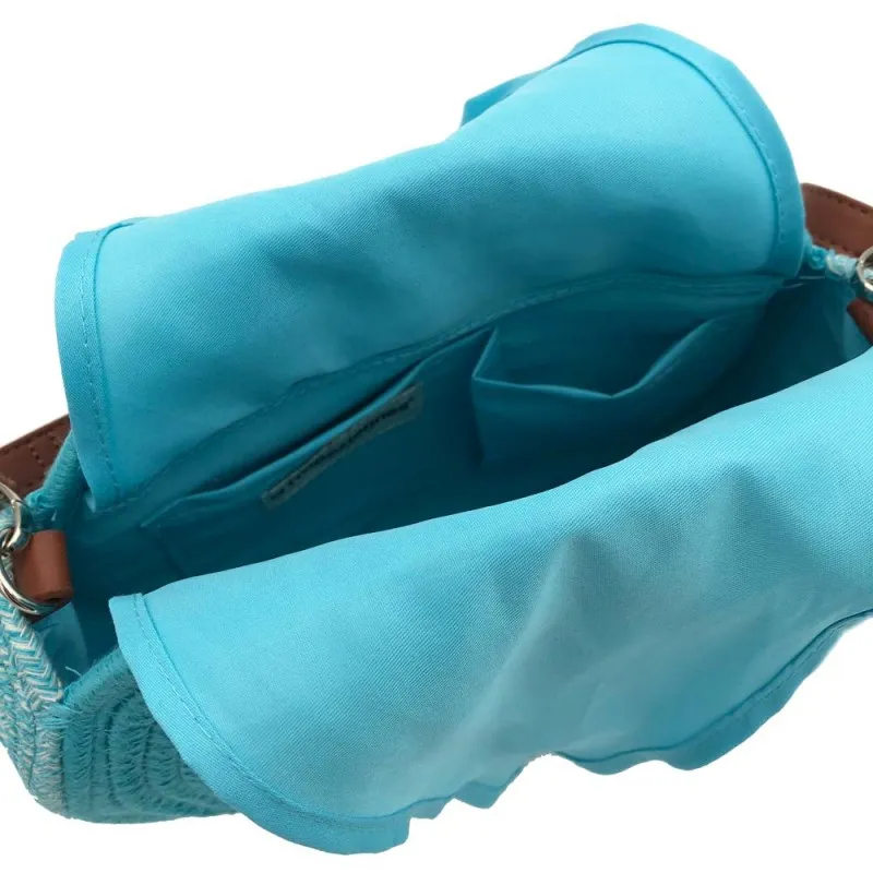 Panier rond LES TROPEZIENNES "Danatil" turquoise | Planetebag.com