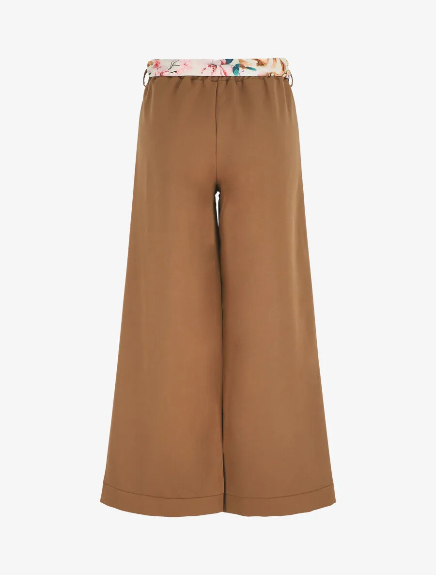 Pantalon ample à taille élastiquée - Camel