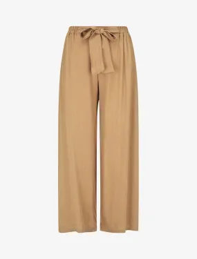 Pantalon ample et fluide taille haute élastiquée - Camel