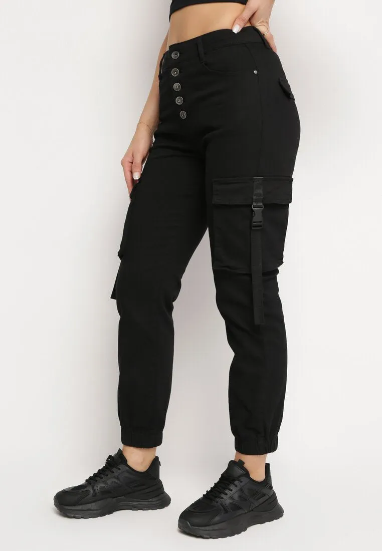 Pantalon de jogging en coton taille haute noir