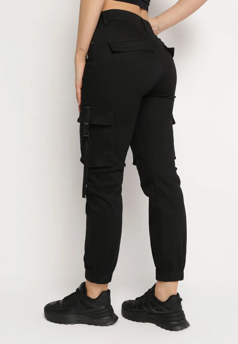 Pantalon de jogging en coton taille haute noir