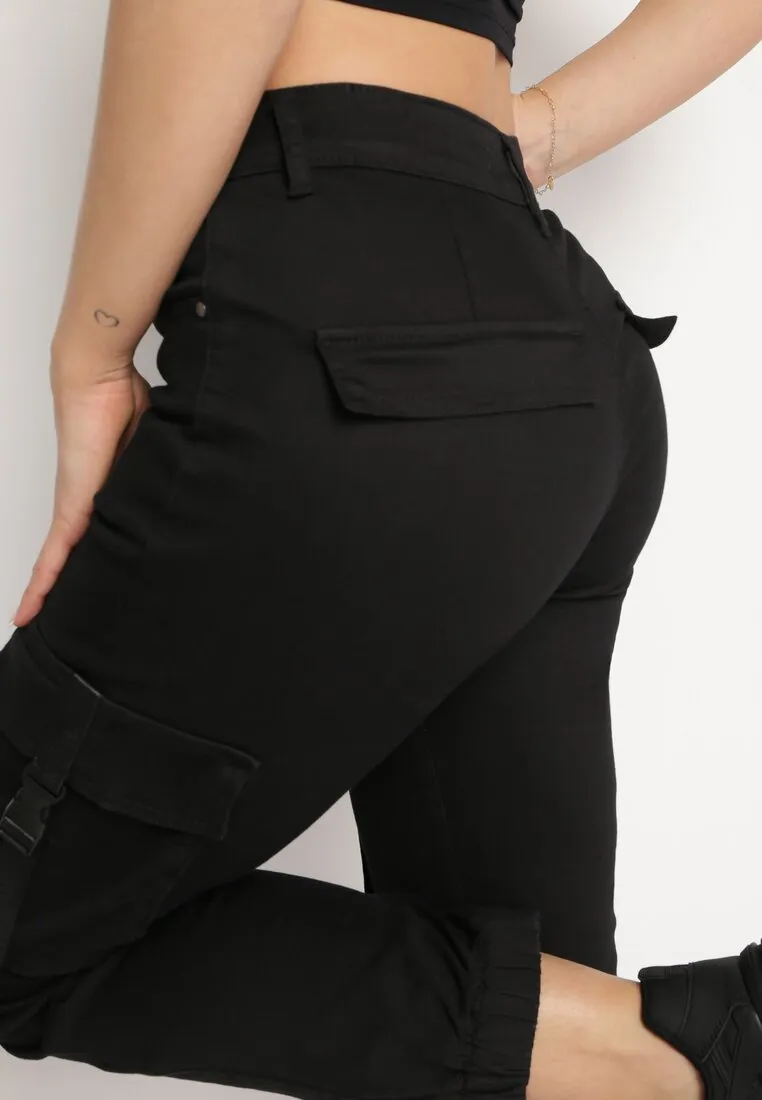 Pantalon de jogging en coton taille haute noir