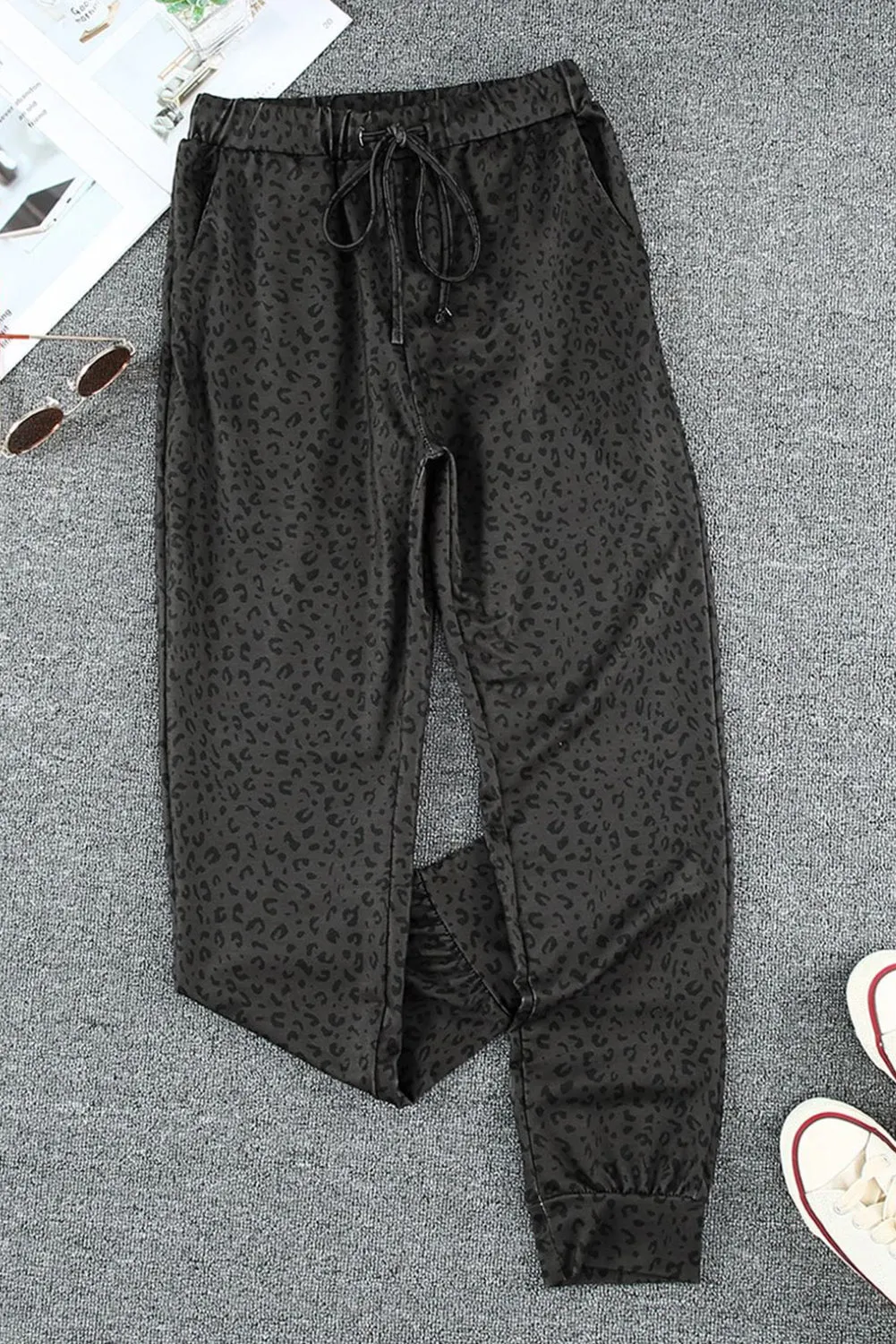 Pantalon de jogging léopard noir Breezy