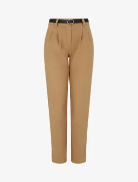 Pantalon épais uni coupe droite - Camel