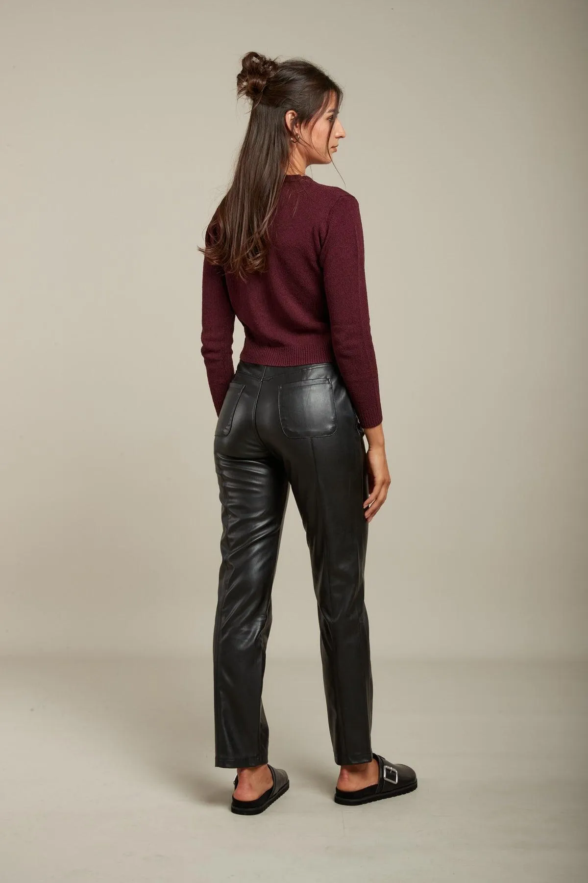 Pantalon simili droit taille haute - Yann