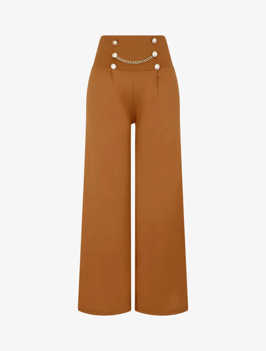 Pantalon style pons fluide uni - Camel