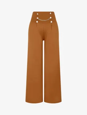 Pantalon style pons fluide uni - Camel