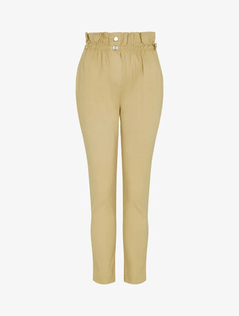 Pantalon uni coupe carotte - camel