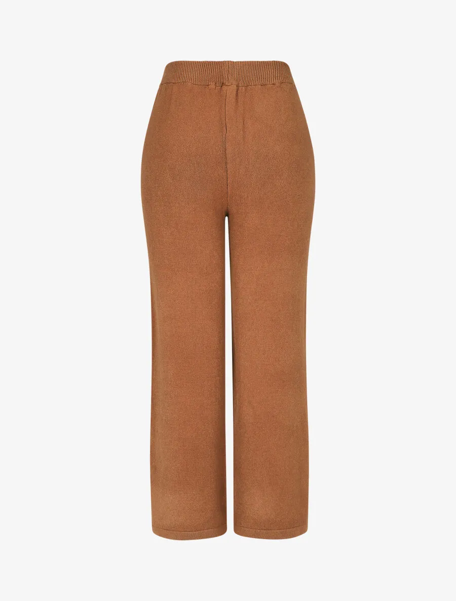 Pantalon uni en maille - Camel