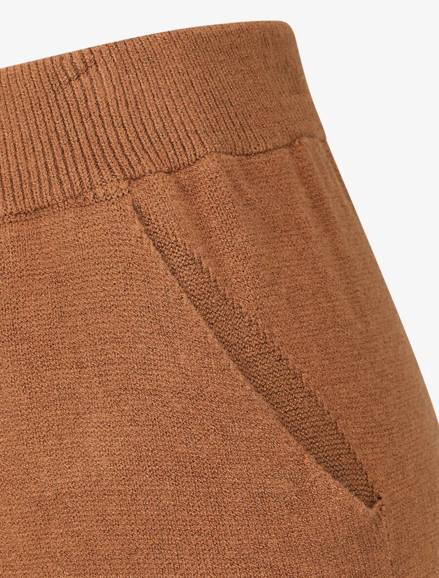 Pantalon uni en maille - Camel