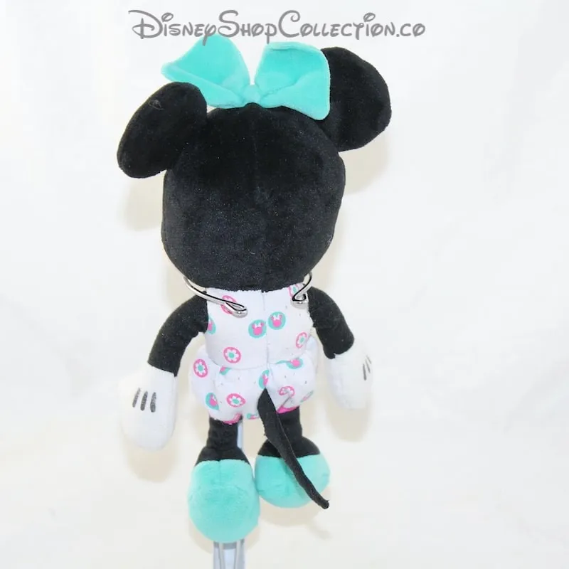 Peluche Minnie DISNEY combinaison fleurie noeud vert 24 cm