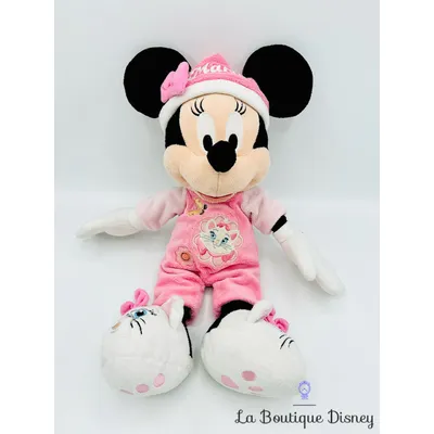 Peluche Minnie Marie Les Aristochats Disneyland Paris Disney combinaison chat blanc rose 42 cm