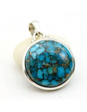 Pendentif argent turquoise de mohave ronde