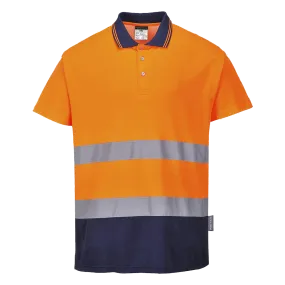 POLO COTON BICOLORE ORANGE MARINE