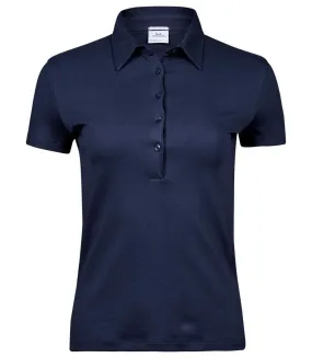 Polo femme premium coton pima - 1441 - bleu marine - manches courtes