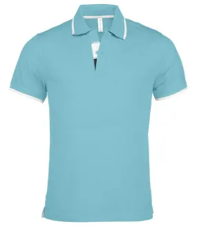 Polo homme inserts contrastés - manches courtes - K245 - bleu turquoise