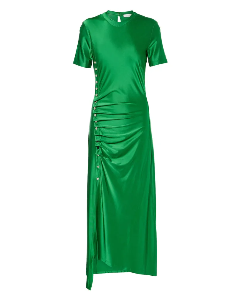 Rabanne Robe drapée longue vert émeraude