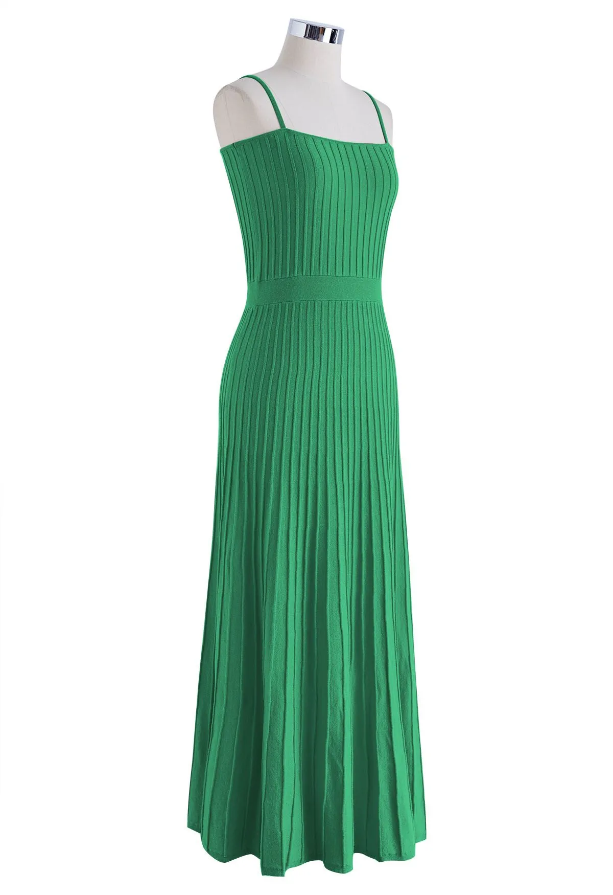 Robe caraco en maille plissée unie en vert