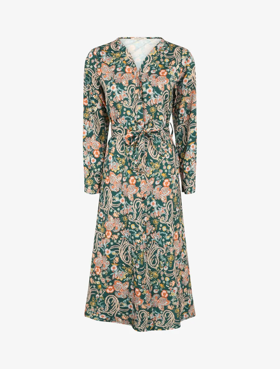 Robe longue à imprimé fleurs sauvages - Vert