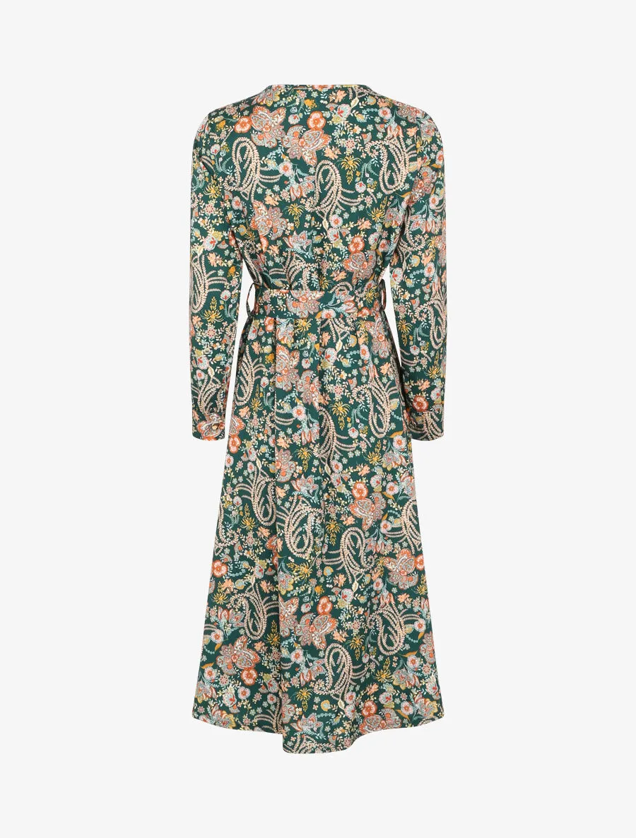 Robe longue à imprimé fleurs sauvages - Vert